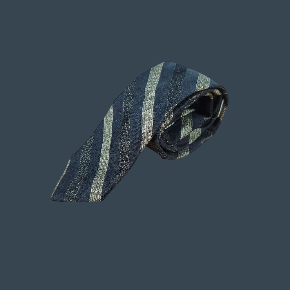 Men's Hughes Hatcher Suffrin Mens All Silk Striped Tie Black & Gold